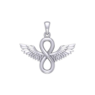 Angel Wings and Infinity Symbol Silver Pendant TPD5876 - Jewelry